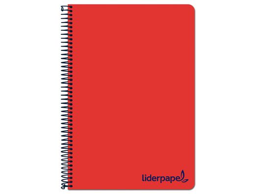 Cuaderno espiral liderpapel a4 micro wonder tapa plastico 120h 90 gr cuadro 5 mm 5 bandas 4 taladros color rojo