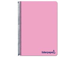 Cuaderno espiral liderpapel a4 micro wonder tapa plastico 120h 90 gr cuadro 5 mm 5 bandas 4 taladros color rosa