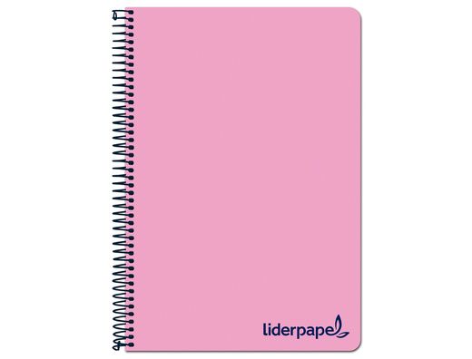 Cuaderno espiral liderpapel a4 micro wonder tapa plastico 120h 90 gr cuadro 5 mm 5 bandas 4 taladros color rosa