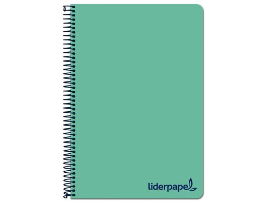 Cuaderno espiral liderpapel a4 micro wonder tapa plastico 120h 90 gr cuadro 5 mm 5 bandas 4 taladros color verde