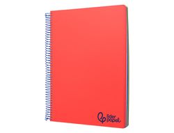 Cuaderno espiral liderpapel A4 micro wonder tapa plastico 120h 90gr horizontal 5 bandas 4 taladros colores