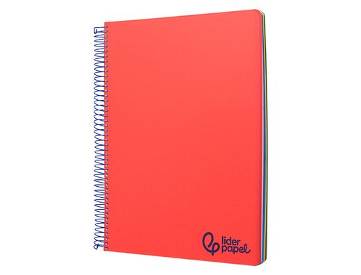 Cuaderno espiral liderpapel A4 micro wonder tapa plastico 120h 90gr horizontal 5 bandas 4 taladros colores