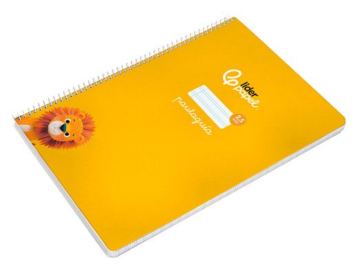 Cuaderno espiral liderpapel A4 pautaguia tapa blanda 80h 75 gr cuadro pautado 2,5mm color amarillo