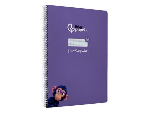 Cuaderno espiral liderpapel A4 pautaguia tapa blanda 80h 75 gr cuadro pautado 2,5mm color lila