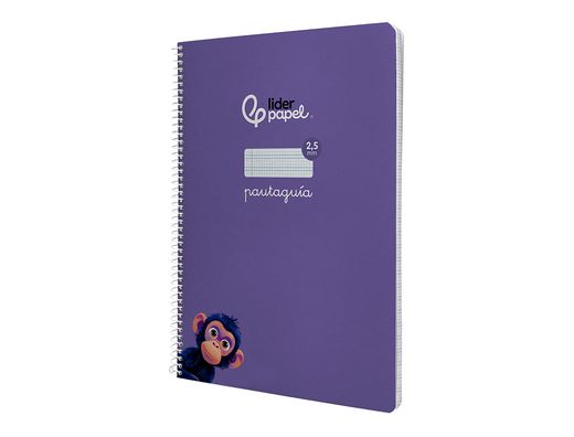 Cuaderno espiral liderpapel A4 pautaguia tapa blanda 80h 75 gr cuadro pautado 2,5mm color lila