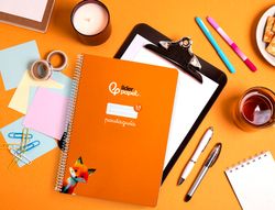 Cuaderno espiral liderpapel A4 pautaguia tapa blanda 80h 75 gr cuadro pautado 2,5mm color naranja