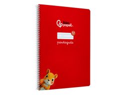 Cuaderno espiral liderpapel A4 pautaguia tapa blanda 80h 75 gr cuadro pautado 2,5mm color rojo