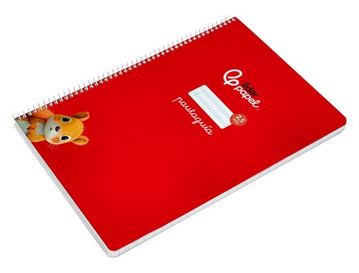 Cuaderno espiral liderpapel A4 pautaguia tapa blanda 80h 75 gr cuadro pautado 2,5mm color rojo