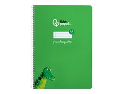 Cuaderno espiral liderpapel A4 pautaguia tapa blanda 80h 75 gr cuadro pautado 2,5mm color verde