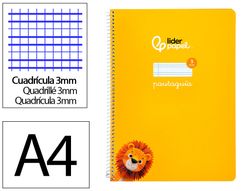 Cuaderno espiral liderpapel A4 pautaguia tapa blanda 80h 75 gr cuadro pautado 3mm color amarillo
