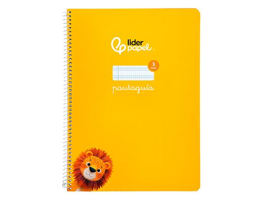 Cuaderno espiral liderpapel A4 pautaguia tapa blanda 80h 75 gr cuadro pautado 3mm color amarillo
