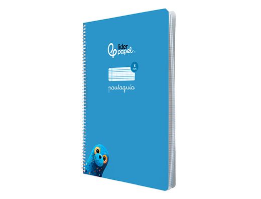 Cuaderno espiral liderpapel A4 pautaguia tapa blanda 80h 75 gr cuadro pautado 3mm color azul