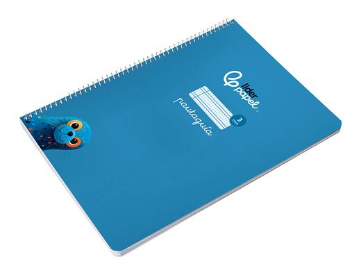 Cuaderno espiral liderpapel A4 pautaguia tapa blanda 80h 75 gr cuadro pautado 3mm color azul