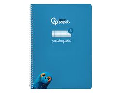 Cuaderno espiral liderpapel A4 pautaguia tapa blanda 80h 75 gr cuadro pautado 3mm color azul