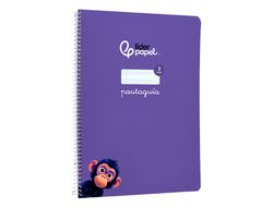 Cuaderno espiral liderpapel A4 pautaguia tapa blanda 80h 75 gr cuadro pautado 3mm color lila