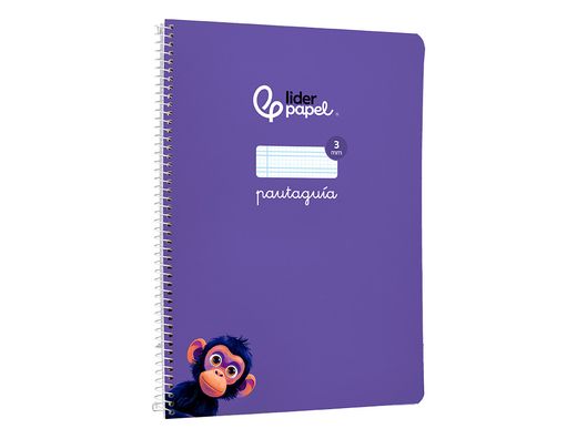 Cuaderno espiral liderpapel A4 pautaguia tapa blanda 80h 75 gr cuadro pautado 3mm color lila