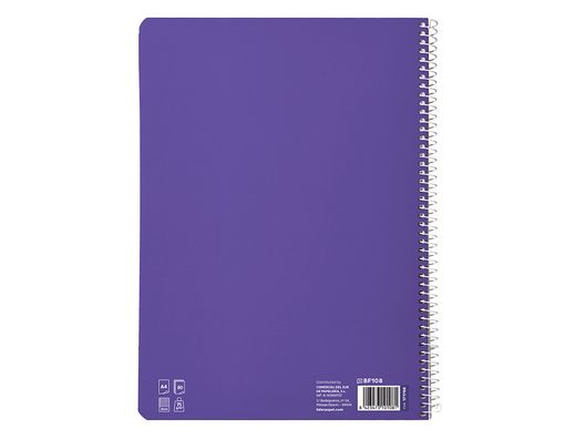 Cuaderno espiral liderpapel A4 pautaguia tapa blanda 80h 75 gr cuadro pautado 3mm color lila