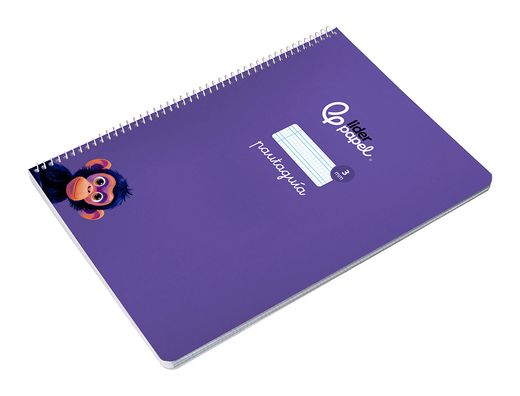 Cuaderno espiral liderpapel A4 pautaguia tapa blanda 80h 75 gr cuadro pautado 3mm color lila