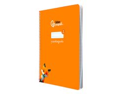 Cuaderno espiral liderpapel A4 pautaguia tapa blanda 80h 75 gr cuadro pautado 3mm color naranja
