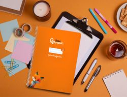 Cuaderno espiral liderpapel A4 pautaguia tapa blanda 80h 75 gr cuadro pautado 3mm color naranja