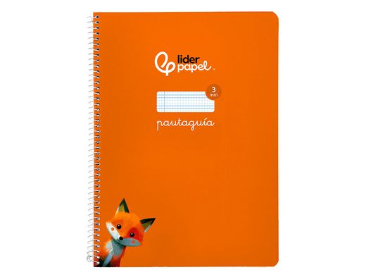 Cuaderno espiral liderpapel A4 pautaguia tapa blanda 80h 75 gr cuadro pautado 3mm color naranja