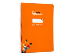 Cuaderno espiral liderpapel A4 pautaguia tapa blanda 80h 75 gr cuadro pautado 3mm color naranja