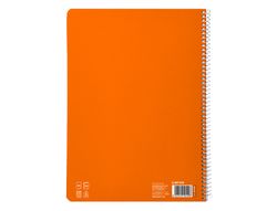 Cuaderno espiral liderpapel A4 pautaguia tapa blanda 80h 75 gr cuadro pautado 3mm color naranja