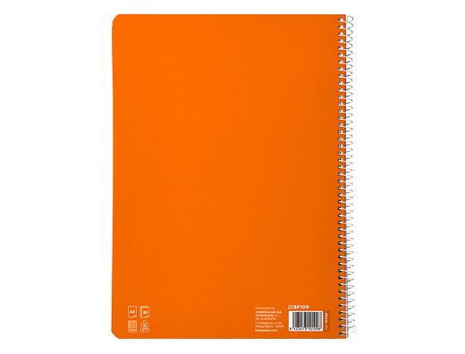 Cuaderno espiral liderpapel A4 pautaguia tapa blanda 80h 75 gr cuadro pautado 3mm color naranja