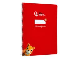 Cuaderno espiral liderpapel A4 pautaguia tapa blanda 80h 75 gr cuadro pautado 3mm color rojo