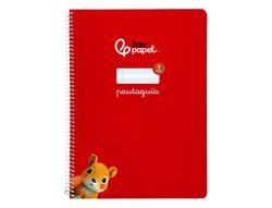 Cuaderno espiral liderpapel A4 pautaguia tapa blanda 80h 75 gr cuadro pautado 3mm color rojo