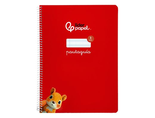Cuaderno espiral liderpapel A4 pautaguia tapa blanda 80h 75 gr cuadro pautado 3mm color rojo