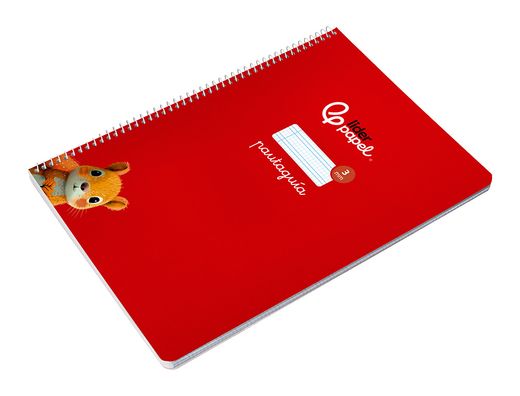 Cuaderno espiral liderpapel A4 pautaguia tapa blanda 80h 75 gr cuadro pautado 3mm color rojo