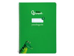 Cuaderno espiral liderpapel A4 pautaguia tapa blanda 80h 75 gr cuadro pautado 3mm color verde