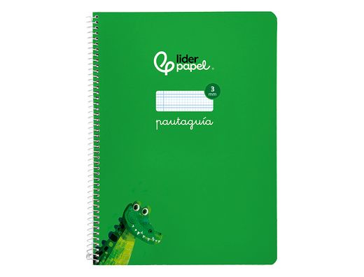 Cuaderno espiral liderpapel A4 pautaguia tapa blanda 80h 75 gr cuadro pautado 3mm color verde