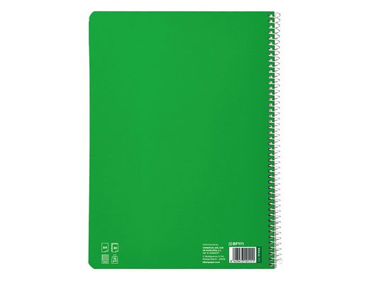 Cuaderno espiral liderpapel A4 pautaguia tapa blanda 80h 75 gr cuadro pautado 3mm color verde