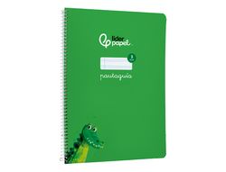 Cuaderno espiral liderpapel A4 pautaguia tapa blanda 80h 75 gr cuadro pautado 3mm color verde