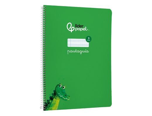 Cuaderno espiral liderpapel A4 pautaguia tapa blanda 80h 75 gr cuadro pautado 3mm color verde