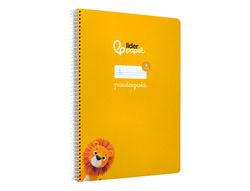 Cuaderno espiral liderpapel A4 pautaguia tapa blanda 80h 75 gr cuadro pautado 4mm color amarillo