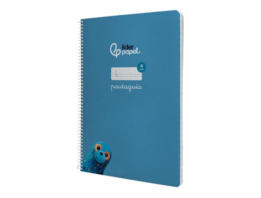 Cuaderno espiral liderpapel A4 pautaguia tapa blanda 80h 75 gr cuadro pautado 4mm color azul