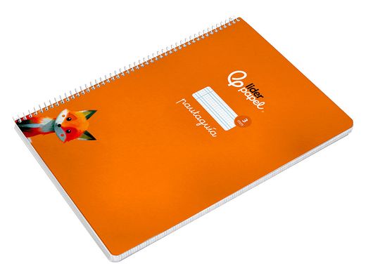 Cuaderno espiral liderpapel A4 pautaguia tapa blanda 80h 75 gr cuadro pautado 4mm color naranja