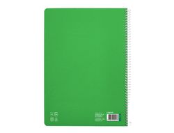 Cuaderno espiral liderpapel A4 pautaguia tapa blanda 80h 75 gr cuadro pautado 4mm color verde
