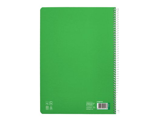 Cuaderno espiral liderpapel A4 pautaguia tapa blanda 80h 75 gr cuadro pautado 4mm color verde