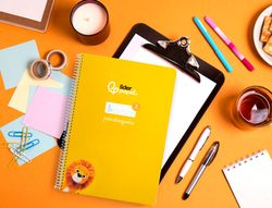 Cuaderno espiral liderpapel A4 pautaguia tapa blanda 80h 75 gr cuadro pautado 5mm color amarillo
