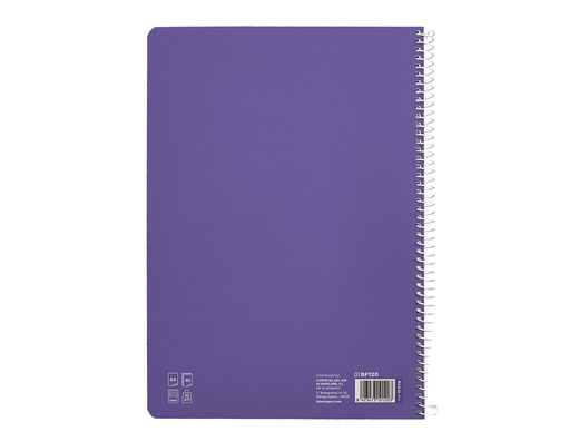 Cuaderno espiral liderpapel A4 pautaguia tapa blanda 80h 75 gr cuadro pautado 5mm color lila