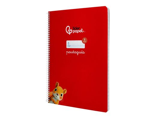 Cuaderno espiral liderpapel A4 pautaguia tapa blanda 80h 75 gr cuadro pautado 5mm color rojo