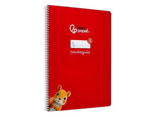 Cuaderno espiral liderpapel A4 pautaguia tapa blanda 80h 75 gr cuadro pautado 5mm color rojo