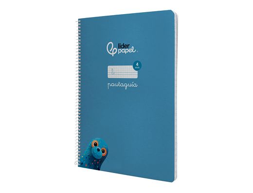 Cuaderno espiral liderpapel A4 pautaguia tapa dura 80h 90 gr cuadro pautado 4mm color azul