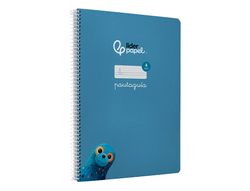 Cuaderno espiral liderpapel A4 pautaguia tapa dura 80h 90 gr cuadro pautado 4mm color azul