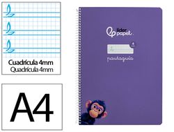 Cuaderno espiral liderpapel A4 pautaguia tapa dura 80h 90 gr cuadro pautado 4mm color lila