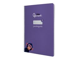 Cuaderno espiral liderpapel A4 pautaguia tapa dura 80h 90 gr cuadro pautado 4mm color lila